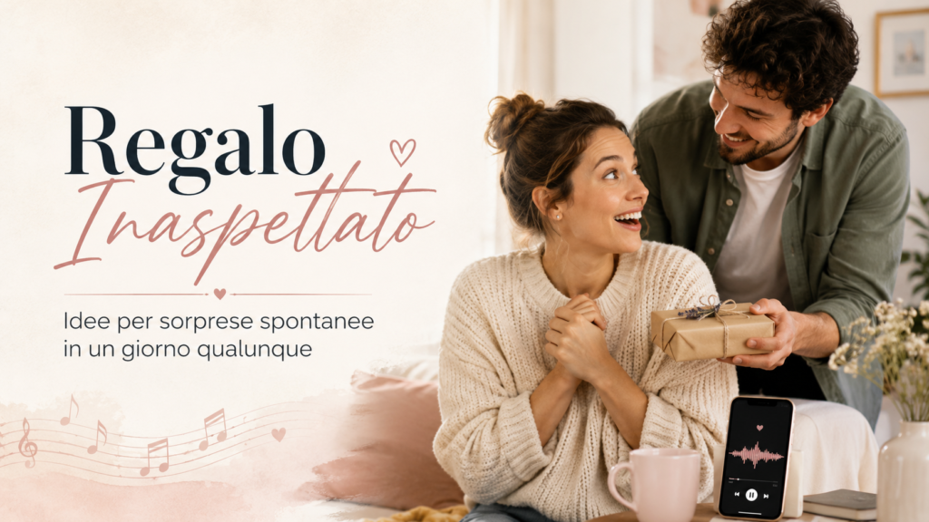 Persona che riceve un regalo inaspettato in un giorno qualunque con espressione sorpresa e felice
