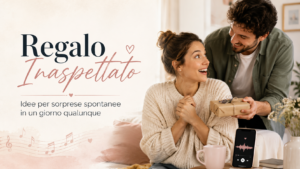Persona che riceve un regalo inaspettato in un giorno qualunque con espressione sorpresa e felice